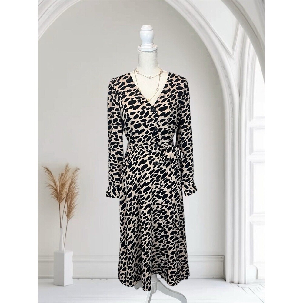 Loft Animal Print  Midi Dress Size 10 Cheetah